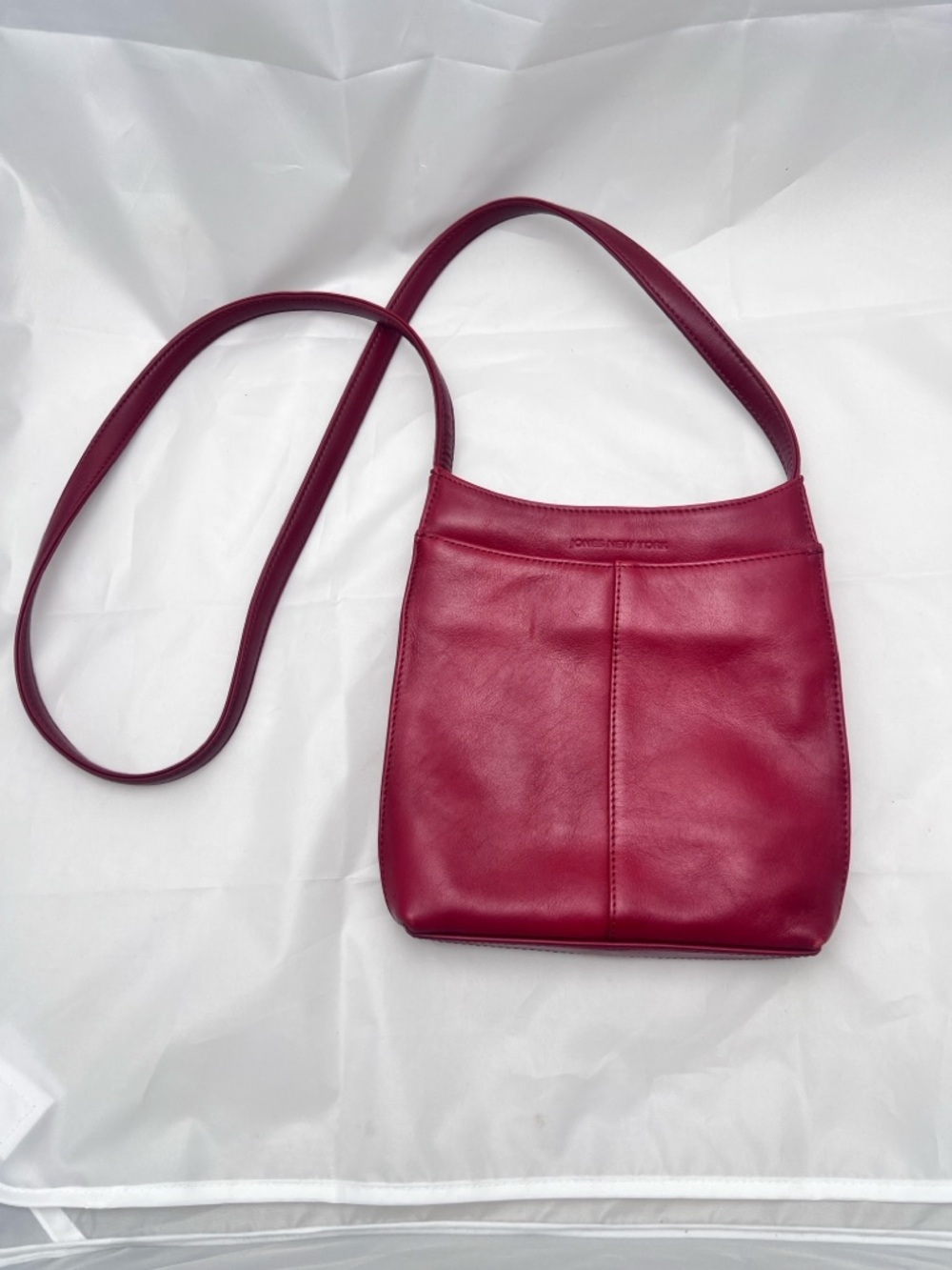 Jones New York Dark Red Genuine Leather Crossbody Bag and Wallet